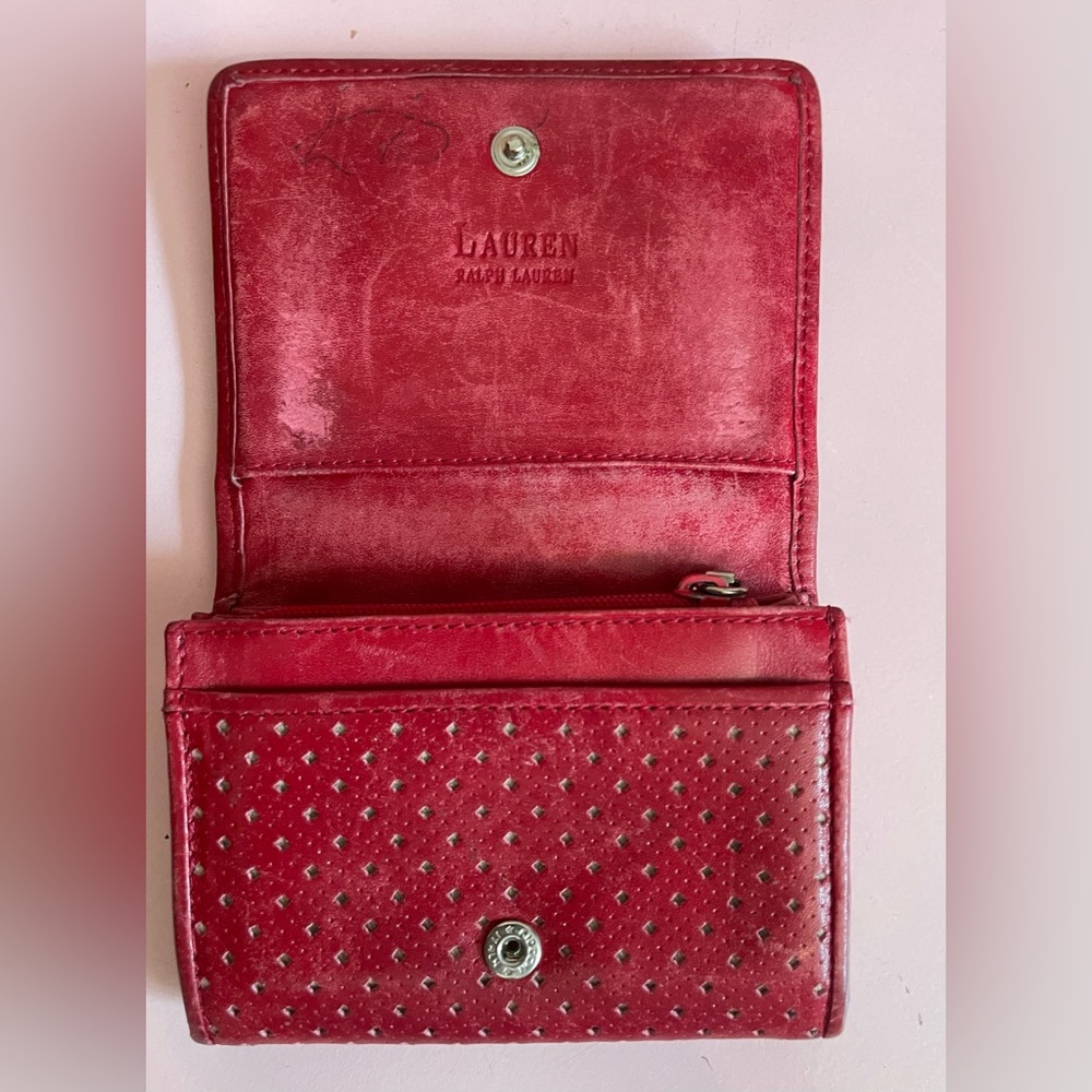 Lauren by Ralph Lauren
Women's Brown Perforated Leather Zip Coin purse wallet